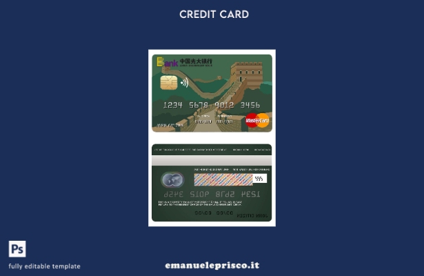 modello di carta mastercard bancaria China Everbright in stile verificato